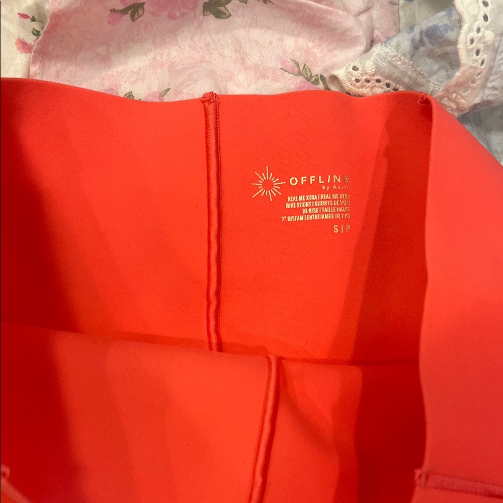 Aerie Women's Bright Coral Bike Shorts - Picture 2 of 5